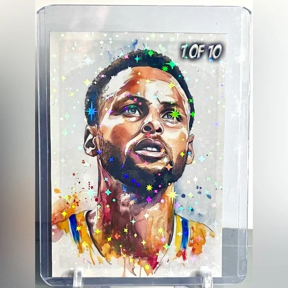Steph Curry Rare 1/10 Portrait Card Holographic Stars 918 Customs Warriors SP - Picture 1 of 2